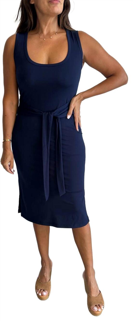 NEW VERONICA M belted dress in navy